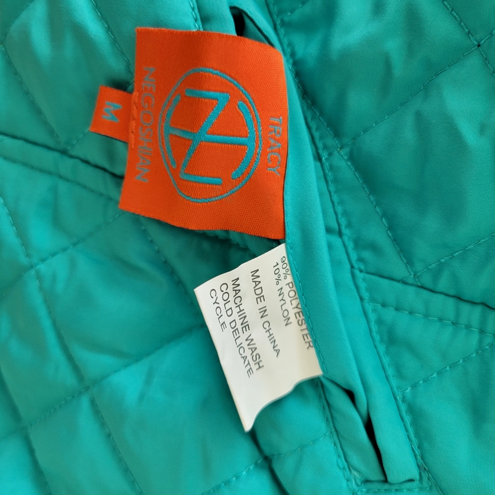 Tracy‎ Negoshian Amelia Vest Reversible Quilted Navy / Turquoise Womens Medium - Picture 8 of 10